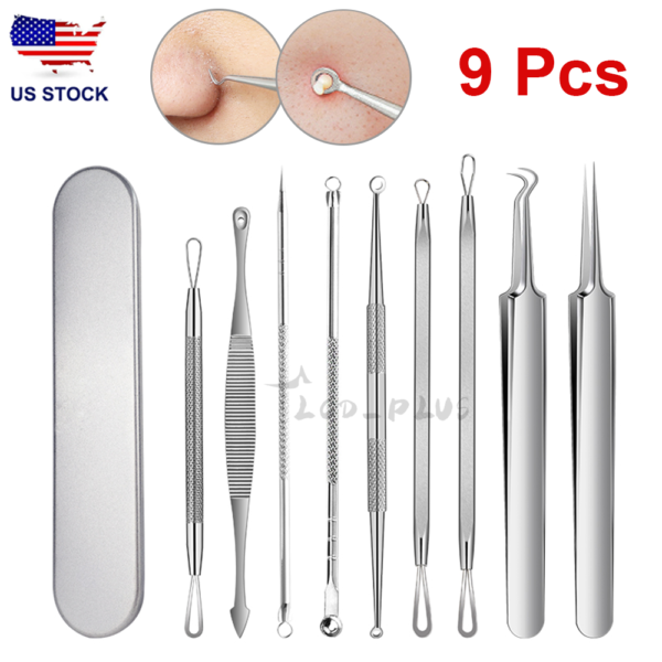 Acne Needle Blackhead Remover Pimple Blemish Comedone Extractor Tweezer Tool Kit