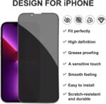 For iPhone 16 15 14 13 12 Pro Max Privacy Tempered Glass Screen Camera Protector - Image 5