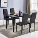 Set of 4 Modern Leather Dining Chairs with Cushion, High Back, and Metal Legs – Kitchen & Dining Room Furniture
