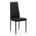 Set of 4 Modern Leather Dining Chairs with Cushion, High Back, and Metal Legs – Kitchen & Dining Room Furniture - Image 3